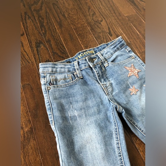 VIGOSS Girls (6-7?) The Austin Ankle Skinny Mid-Rise Crystal Stars Vintage Jeans - Picture 2 of 13